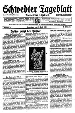 Schwedter Tageblatt vom 28.04.1938