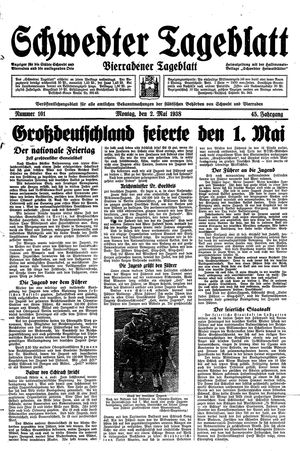 Schwedter Tageblatt vom 02.05.1938