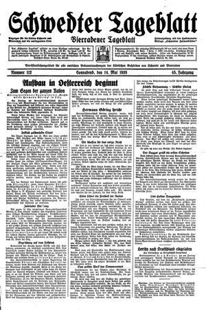 Schwedter Tageblatt vom 14.05.1938