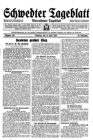 Schwedter Tageblatt vom 14.06.1938