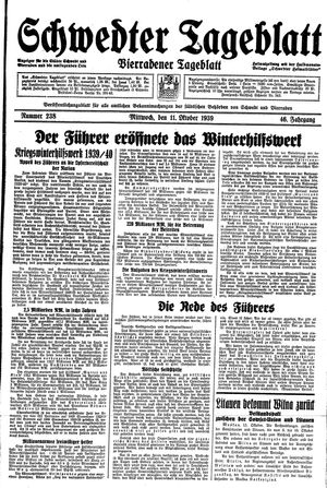 Schwedter Tageblatt vom 11.10.1939