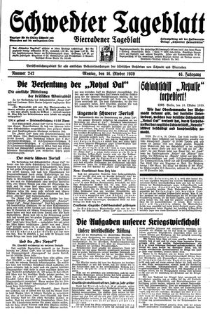 Schwedter Tageblatt on Oct 16, 1939