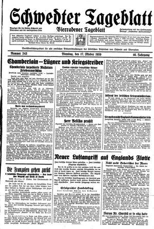Schwedter Tageblatt vom 17.10.1939