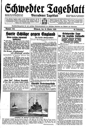 Schwedter Tageblatt vom 18.10.1939
