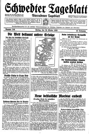 Schwedter Tageblatt vom 20.10.1939