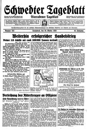 Schwedter Tageblatt vom 28.10.1939