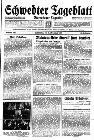 Schwedter Tageblatt vom 02.11.1939