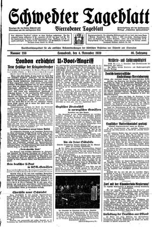 Schwedter Tageblatt vom 04.11.1939
