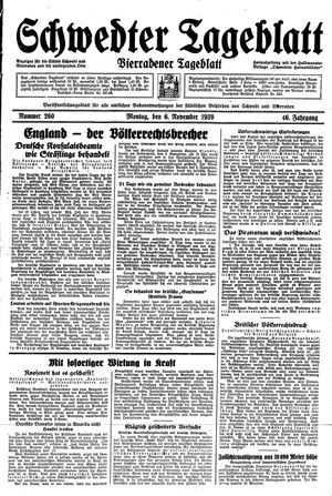 Schwedter Tageblatt vom 06.11.1939