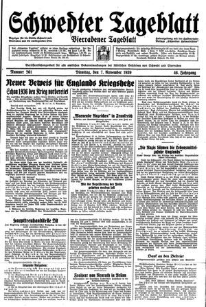 Schwedter Tageblatt vom 07.11.1939