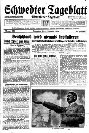 Schwedter Tageblatt vom 09.11.1939