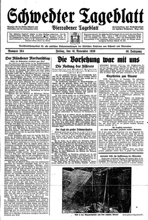 Schwedter Tageblatt vom 10.11.1939
