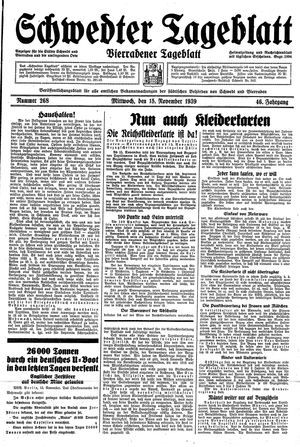 Schwedter Tageblatt vom 15.11.1939