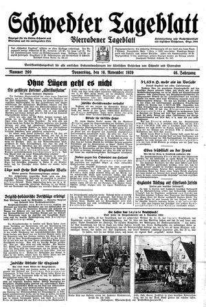 Schwedter Tageblatt vom 16.11.1939