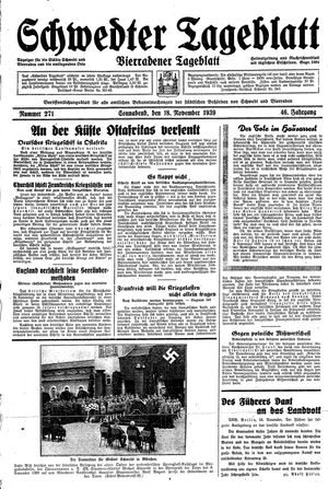 Schwedter Tageblatt vom 18.11.1939