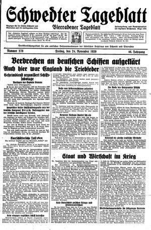 Schwedter Tageblatt vom 24.11.1939