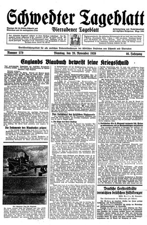 Schwedter Tageblatt vom 28.11.1939