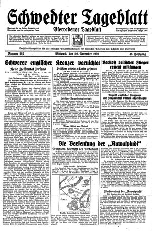 Schwedter Tageblatt vom 29.11.1939