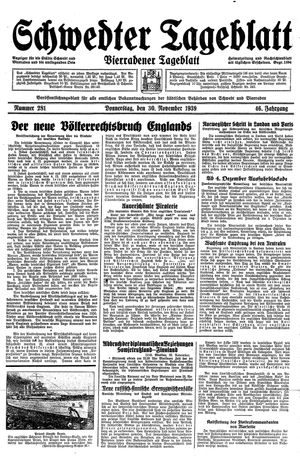 Schwedter Tageblatt vom 30.11.1939