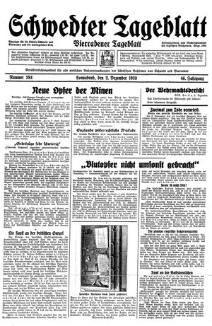 Schwedter Tageblatt vom 02.12.1939