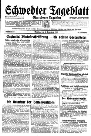 Schwedter Tageblatt vom 04.12.1939