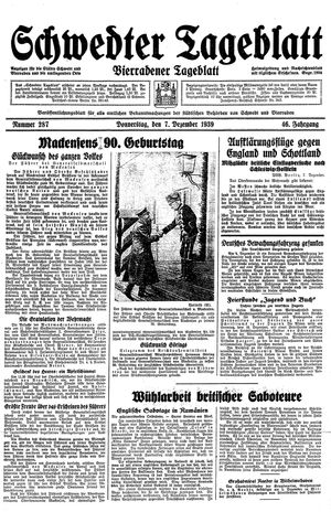 Schwedter Tageblatt vom 07.12.1939