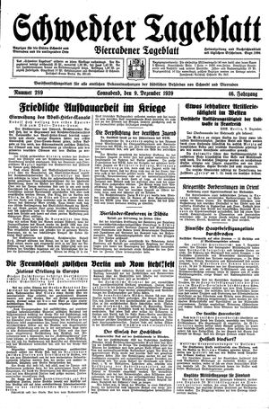 Schwedter Tageblatt vom 09.12.1939
