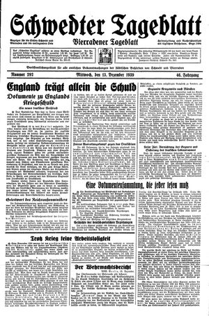 Schwedter Tageblatt vom 13.12.1939