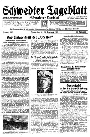 Schwedter Tageblatt vom 14.12.1939