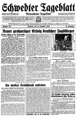 Schwedter Tageblatt vom 19.12.1939