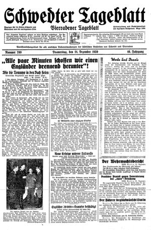 Schwedter Tageblatt vom 21.12.1939
