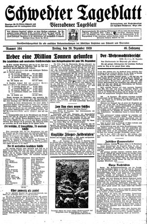Schwedter Tageblatt vom 29.12.1939