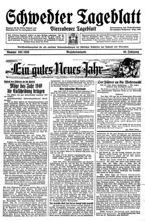 Schwedter Tageblatt vom 30.12.1939