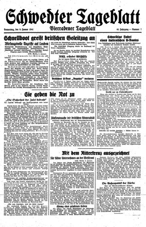 Schwedter Tageblatt vom 09.01.1941