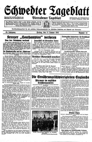 Schwedter Tageblatt vom 17.01.1941