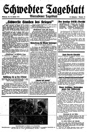 Schwedter Tageblatt vom 22.01.1941