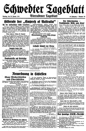 Schwedter Tageblatt vom 28.01.1941