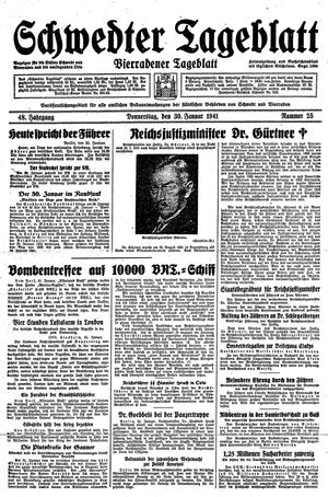 Schwedter Tageblatt vom 30.01.1941
