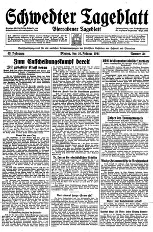 Schwedter Tageblatt vom 10.02.1941