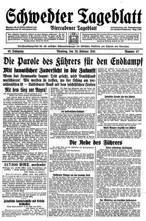 Schwedter Tageblatt vom 25.02.1941