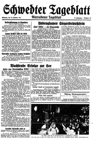 Schwedter Tageblatt vom 26.02.1941