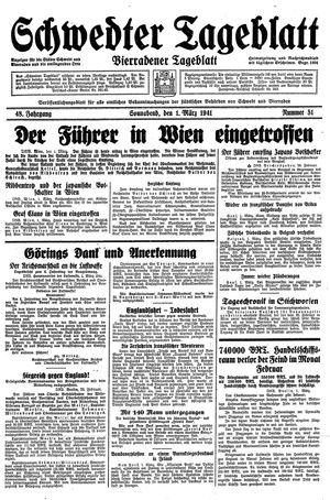 Schwedter Tageblatt vom 01.03.1941
