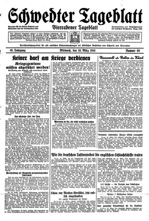 Schwedter Tageblatt vom 19.03.1941
