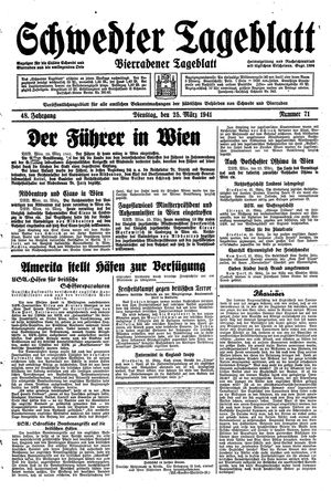 Schwedter Tageblatt vom 25.03.1941