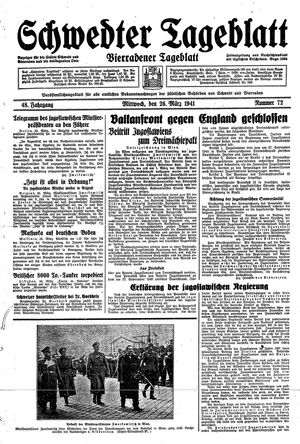 Schwedter Tageblatt vom 26.03.1941