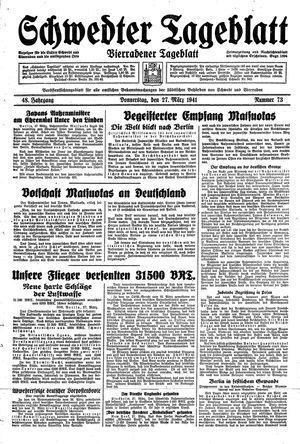 Schwedter Tageblatt vom 27.03.1941