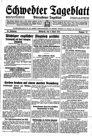 Schwedter Tageblatt vom 02.04.1941