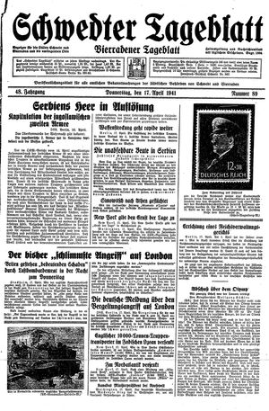 Schwedter Tageblatt vom 17.04.1941