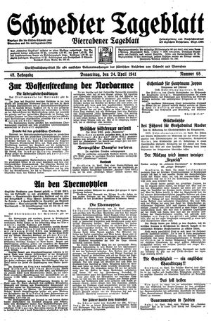 Schwedter Tageblatt vom 24.04.1941