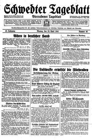 Schwedter Tageblatt vom 28.04.1941